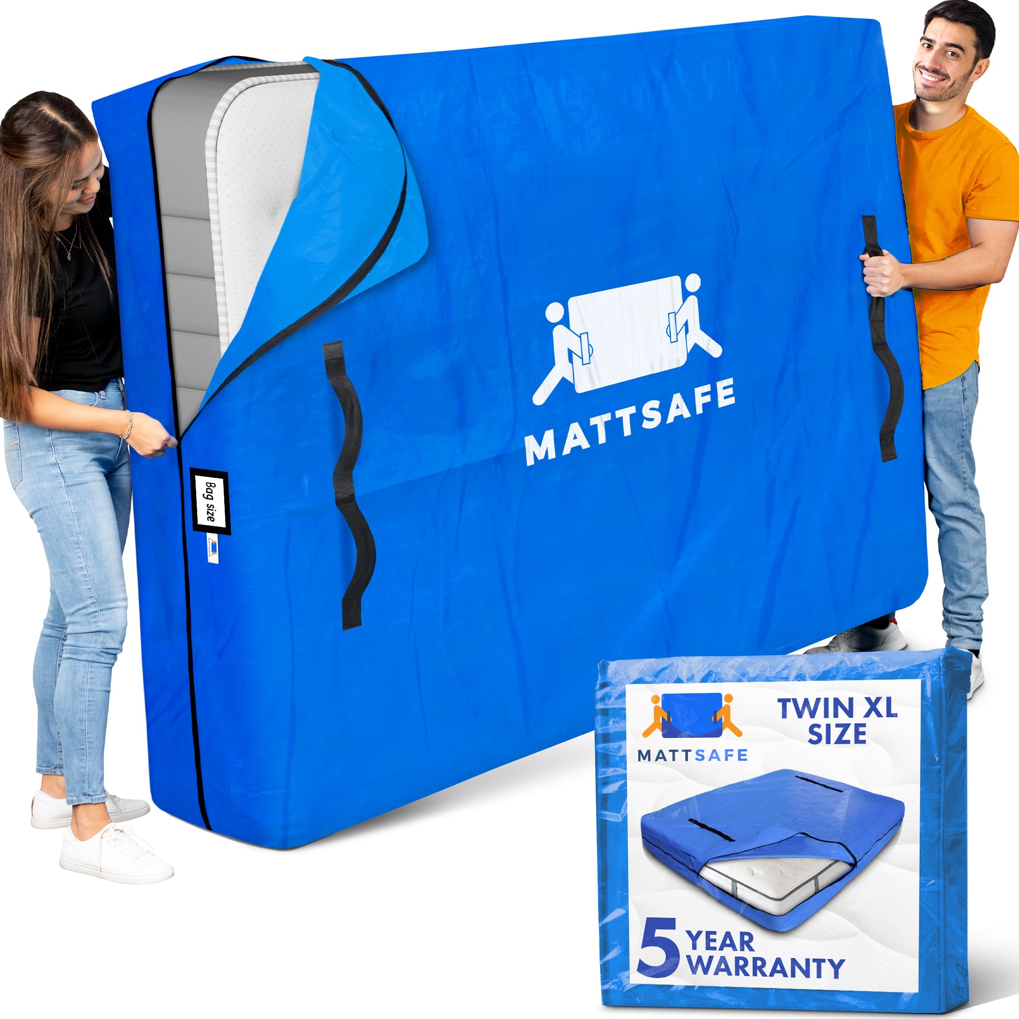 Premium Twin XL Mattress Bags for Moving & Storage - Heavy Duty Mattress Cover with 8 Sturdy Handles & Strong Zipper - Waterproof Bed Protector for Home, Dorm, RV, and Apartment Moves