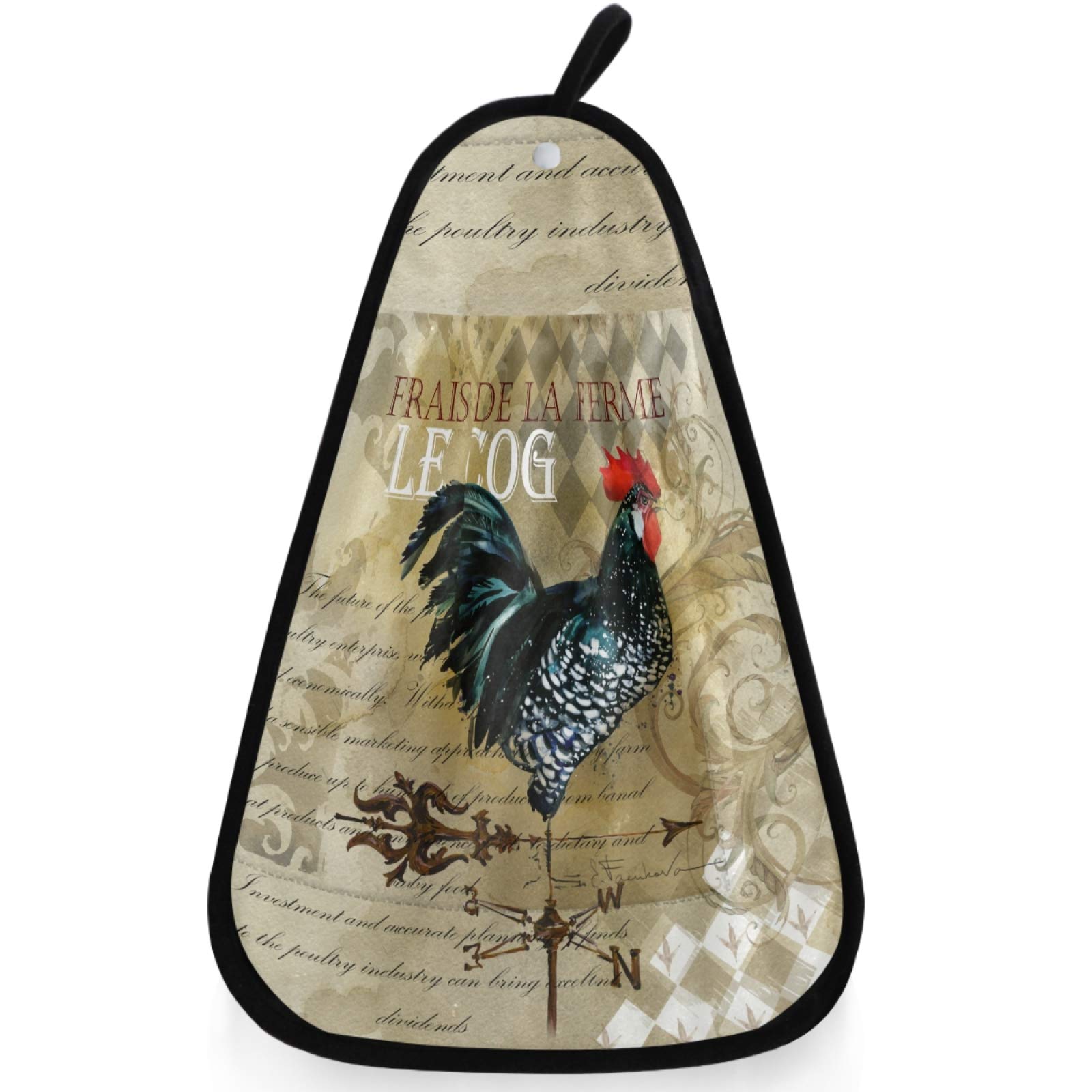 Visesunny Vintage Rooster Cotton Hand Towel - Soft Absorbent Kitchen & Bathroom Dish Towel with Hanging Loop for Cleaning, Drying & Decor | Perfect for Farmhouse, Country Style Homes & Rustic Decor