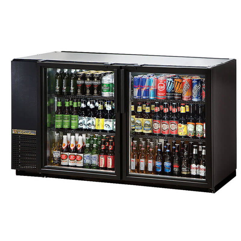 Used True TBB 24 Gallon 60G 60 Glass Door Black Back Bar Refrigerator - Perfect for Bars, Restaurants & Commercial Kitchens