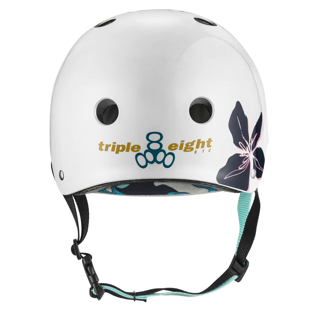 Triple 8 Certified Sweatsaver Helmet with Floral Design - Skateboard, Roller Skating & Bike Safety Gear for Adults & Teens - Perfect for Outdoor Sports & Urban Commuting
