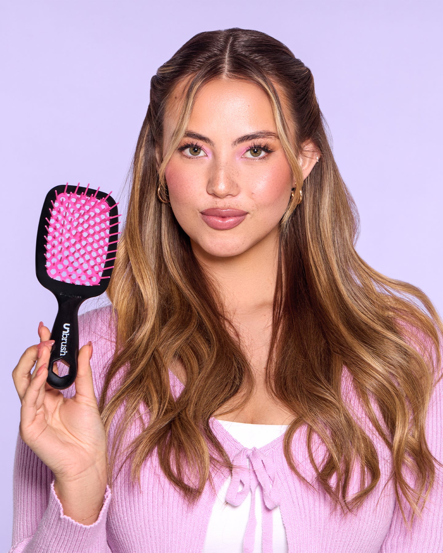UNbrush Detangling Hair Brush for Wet & Dry Hair - Cherry Blossom Design | Pain-Free Knot Remover for Kids & Adults | Perfect for Shower, Salon & Travel Use