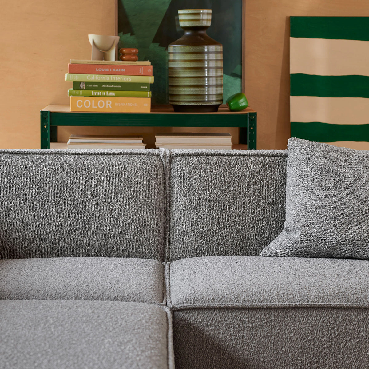 Dane Boucle 1 Seater Right Corner Modular Sofa - Modern Accent Chair for Small Spaces, Living Room, Apartment & Office - Soft Upholstered Lounge Seating with Comfortable Back Support