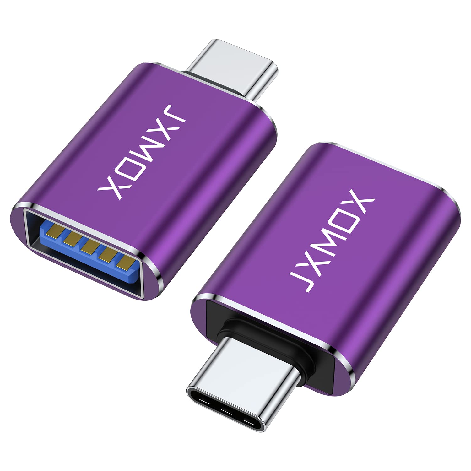 USB C to USB 3.0 Adapter [2 Pack] - Type C Male to USB Female OTG Converter - Thunderbolt 3 Compatible - Works with MacBook Pro/Air 2017-2023, Samsung Galaxy S22/S23, Note 8/9/10 - Purple - Perfect for Data Transfer, Charging & Connecting Peripherals