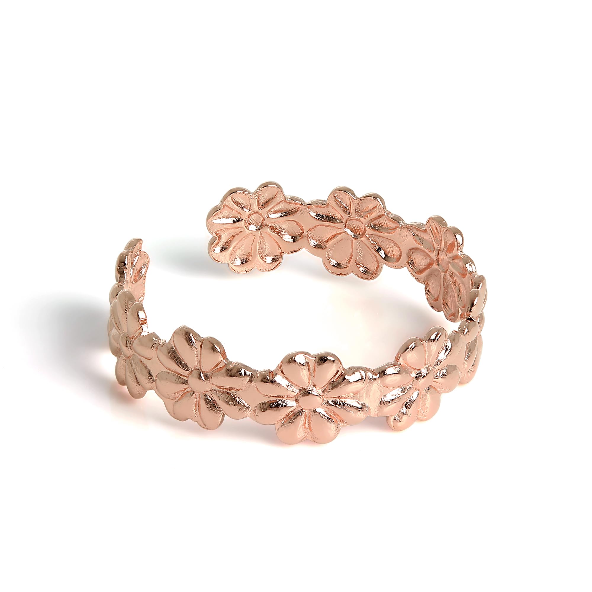 Rose Gold Dipped Sterling Silver Daisy Toe Ring - Elegant Floral Foot Jewelry for Beach, Summer & Boho Fashion