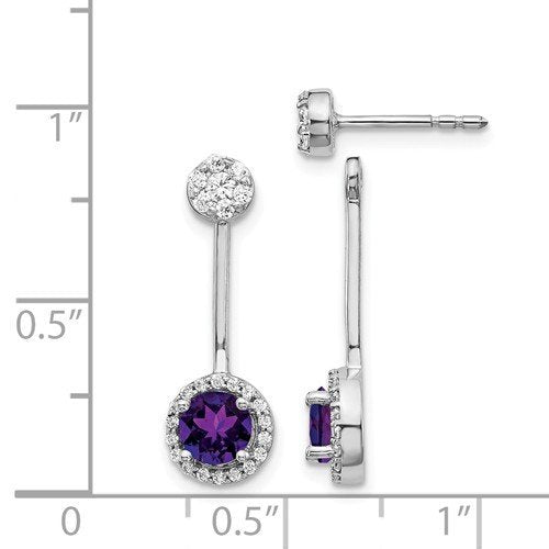 14KT 0.80 CTW Amethyst and 0.33 CTW Diamond Halo Earrings - Elegant Purple Gemstone Jewelry for Women, Perfect for Weddings, Parties & Special Occasions