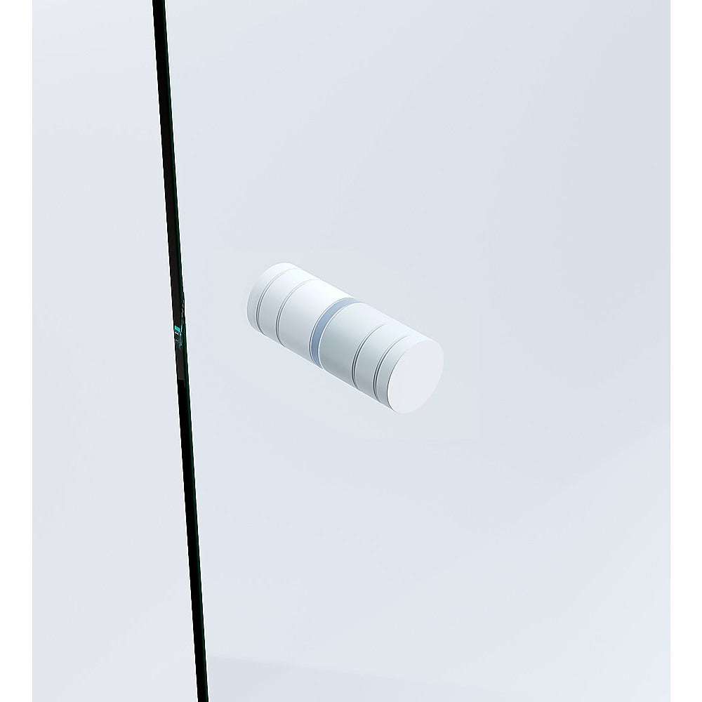 120cm Frameless Shower Screen - Wall to Wall Glass Panel with White Brackets & Stainless Steel Hinges, Round Knob Handle - Perfect for Modern Bathroom Renovations and Spa-Like Showers