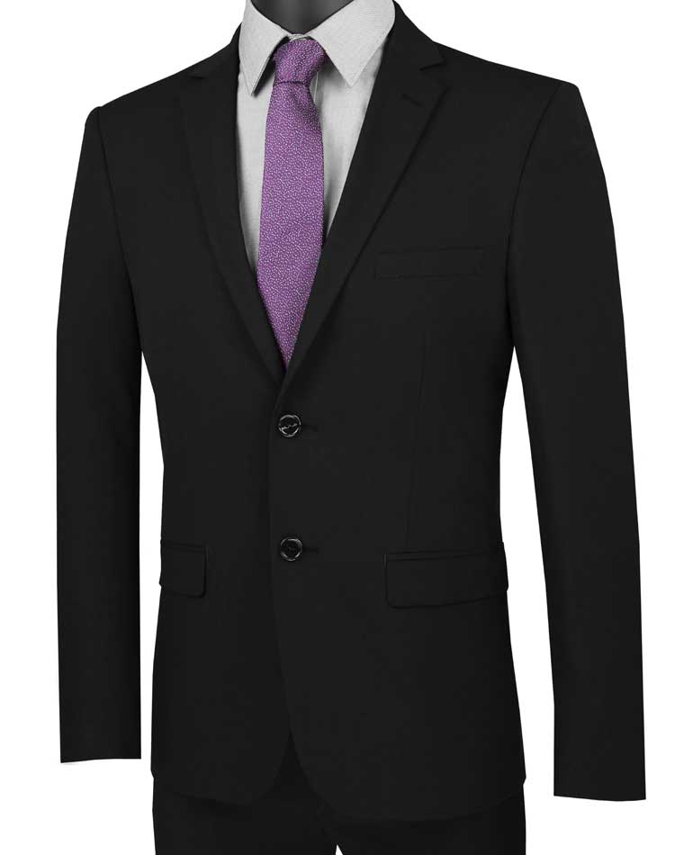 Black Ultra Slim Fit Suit 2 Buttons 2 Piece Set for Men - Formal Business Attire & Wedding Occasions