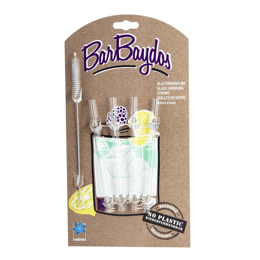 Eco-Friendly BarBaydos Glass Drinking Straws - Reusable, BPA-Free, Durable for Smoothies, Cocktails & Iced Coffee - Perfect for Home, Office & Outdoor Use
