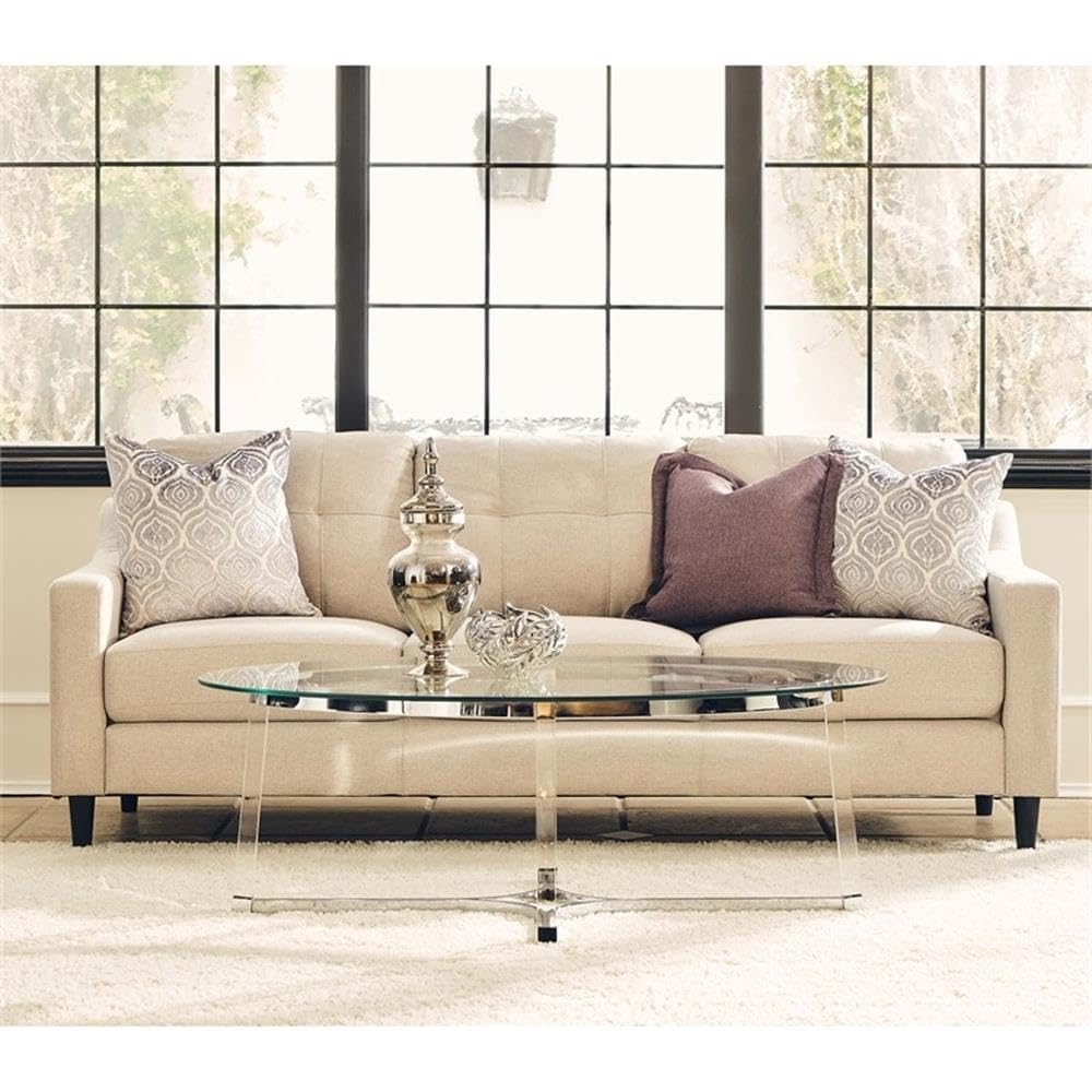 Modern Oval Glass Top Coffee Table - Sleek & Stylish Centerpiece for Living Room, Lounge, or Office - BOWERY HILL Contemporary Furniture