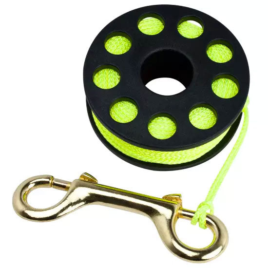 Aquatec 30m Scuba Diving Finger Spool with Double Ended Brass Clip - Perfect for Underwater Exploration, Cave Diving & Gear Organization