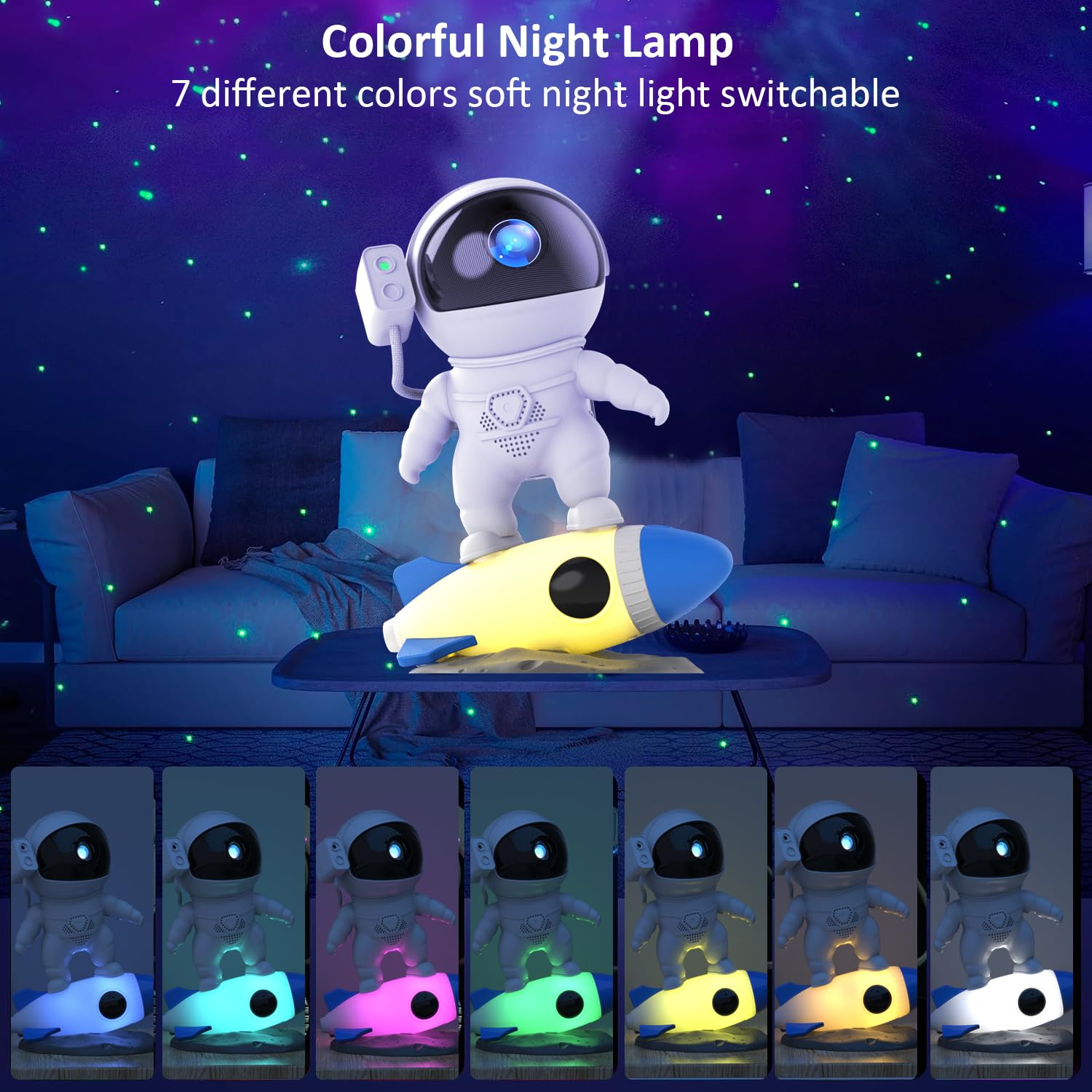 Astronaut Star Projector Galaxy Light - LED Nebula Night Light for Kids & Adults, Remote Control Star Projector with Bluetooth Speaker & White Noise for Bedroom Decor | Perfect for Nursery, Meditation & Relaxation