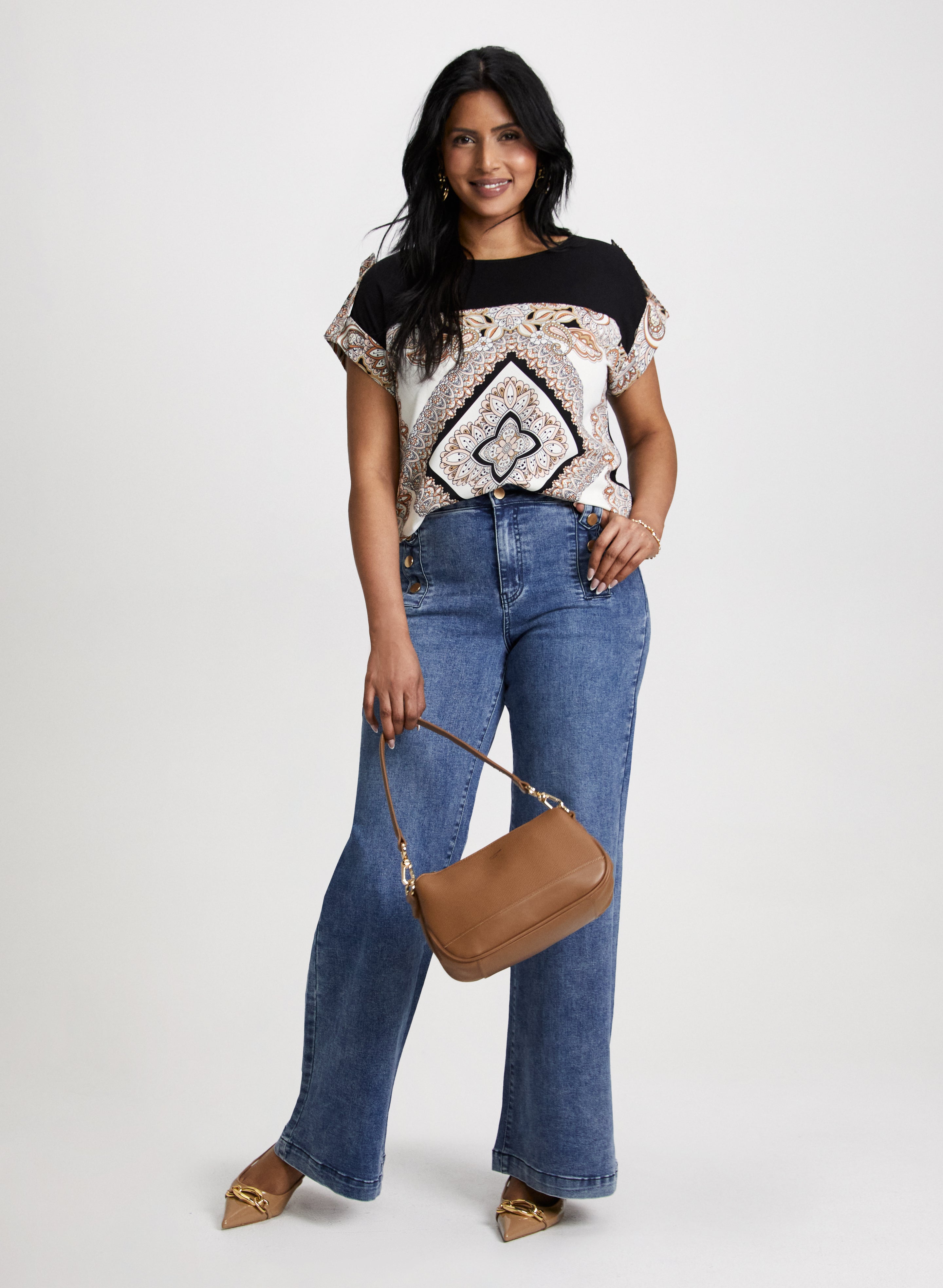 Drop Shoulder Printed T-Shirt & Wide Leg Pants Set - Women's Casual Outfit for Streetwear, Loungewear and Everyday Fashion
