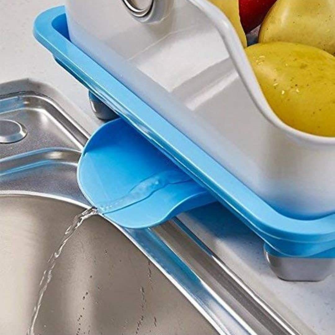 SmartSlide 2-Tier Plastic Dish Drying Rack with Detachable Tray & Cutlery Holder - Space-Saving Kitchen Utensil Organizer (16