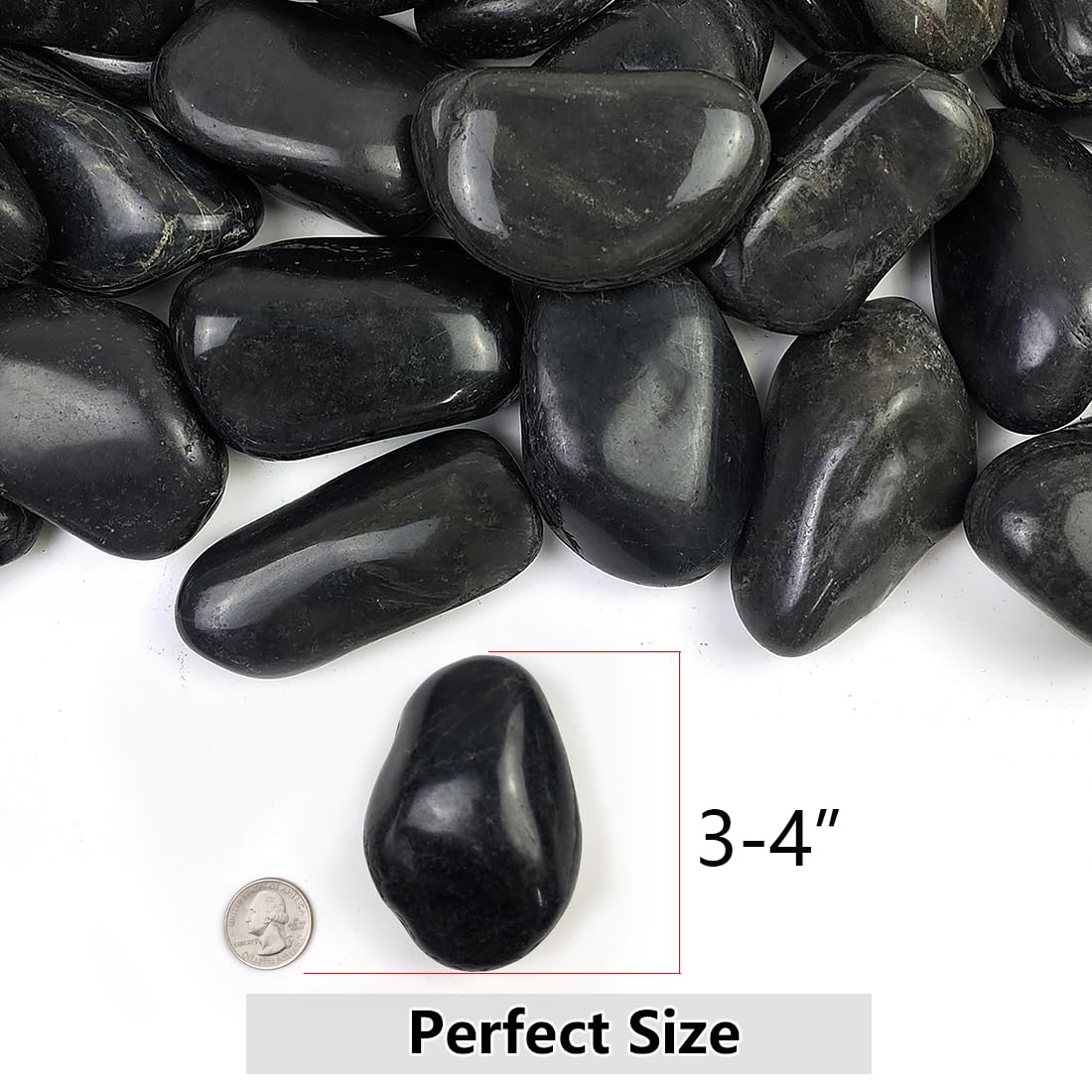 20lbs Large Black River Rocks for Landscaping - 3-4