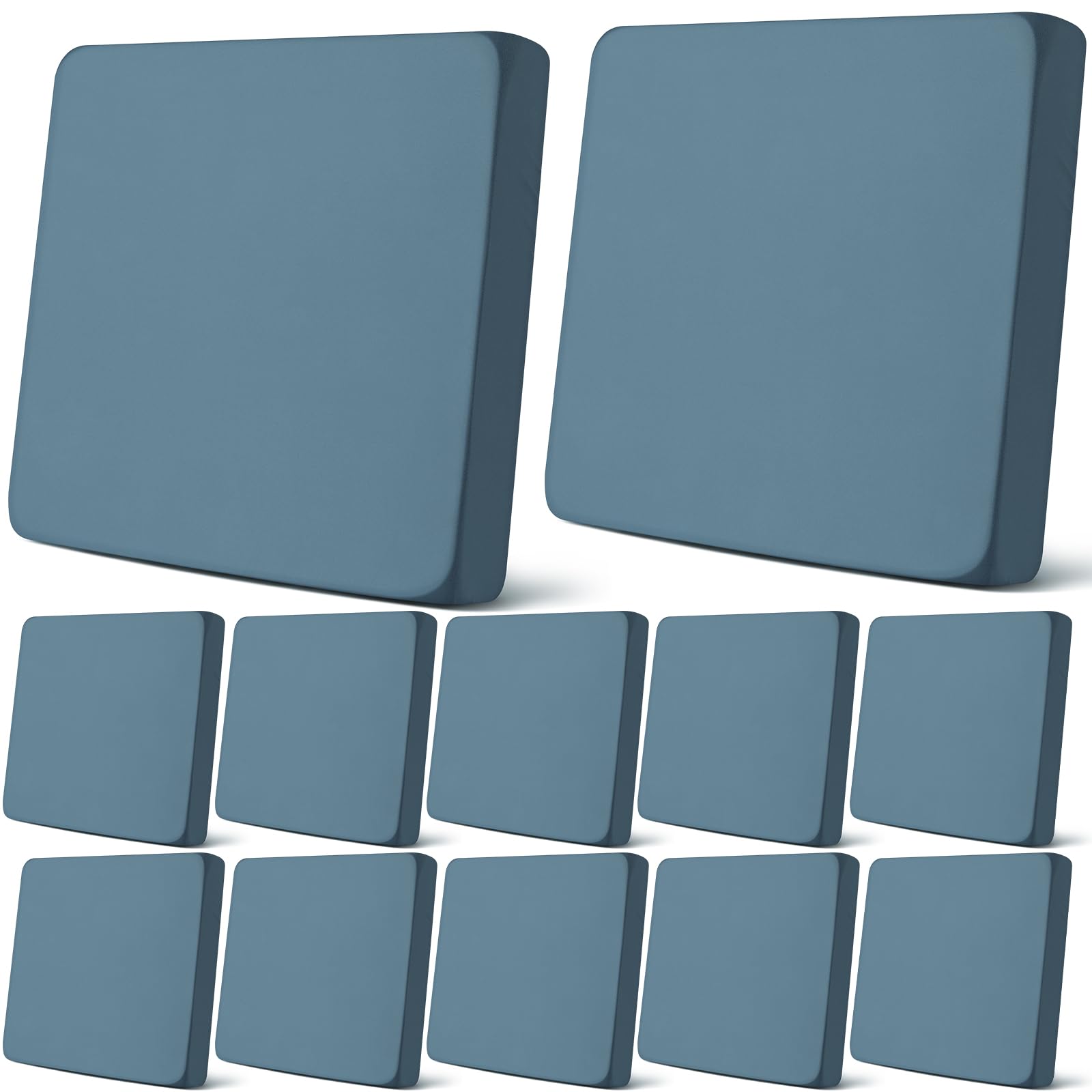 12 Pack Waterproof Stretch Sofa Cushion Covers - Washable Outdoor Patio Furniture Slipcovers (20-27 Inch, Gray Blue) - Durable Replacement Covers for Couches, Chairs & Pet Protection - Perfect for Backyard, Deck & Poolside Furniture