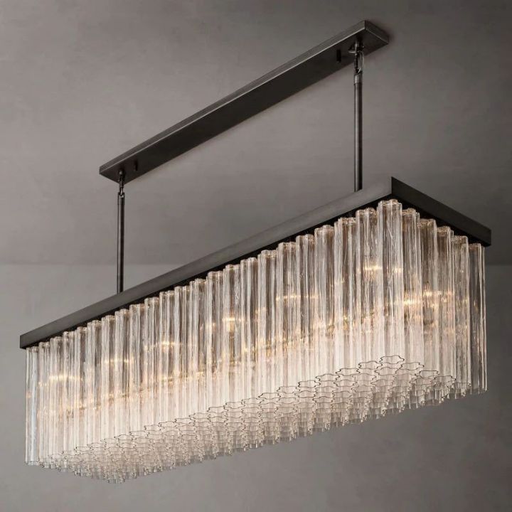Besa 73-Inch Rectangular Chandelier - Modern LED Crystal Ceiling Light Fixture for Dining Room, Living Room & Bedroom Lighting