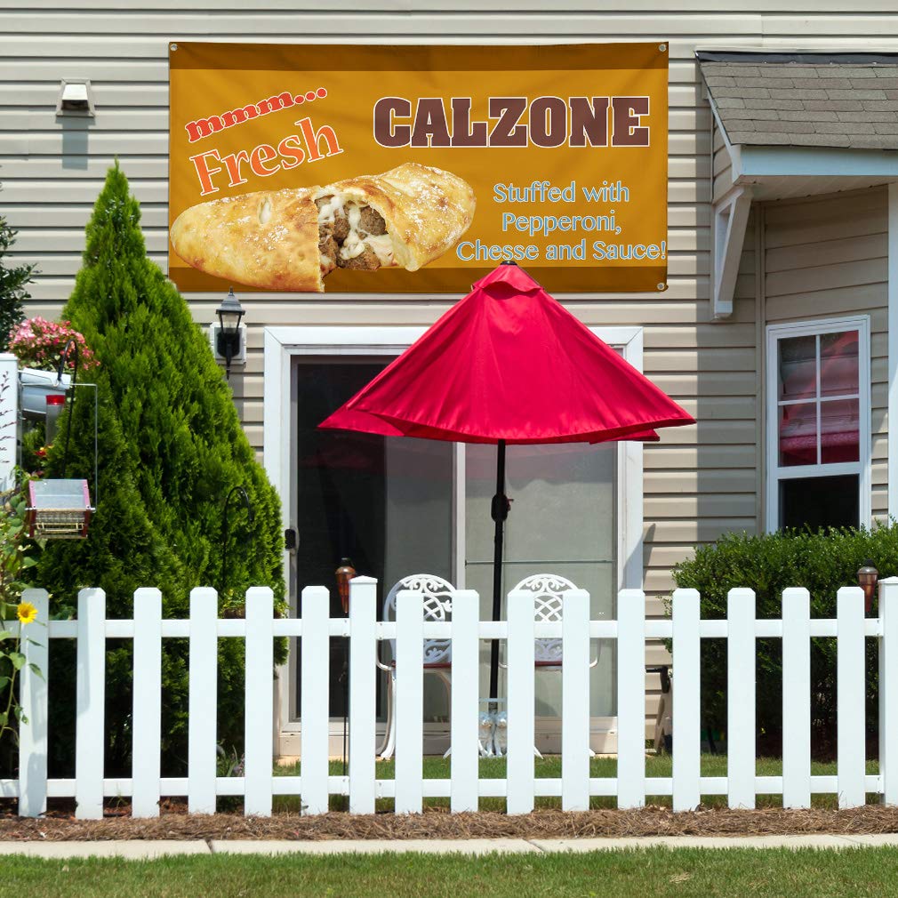 Custom Vinyl Banner - 48x96 Inches Weatherproof Outdoor Sign with 8 Grommets | Restaurant, Food & Industrial Use | Perfect for Pepperoni, Cheese & Sauces Promotion | Durable Yard Sign for Business Advertising