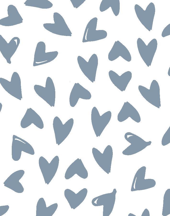 Hearts Wallpaper by Sugar Paper - French Blue on White Peel & Stick Wallpaper for Nursery, Bedroom, and Home Decor