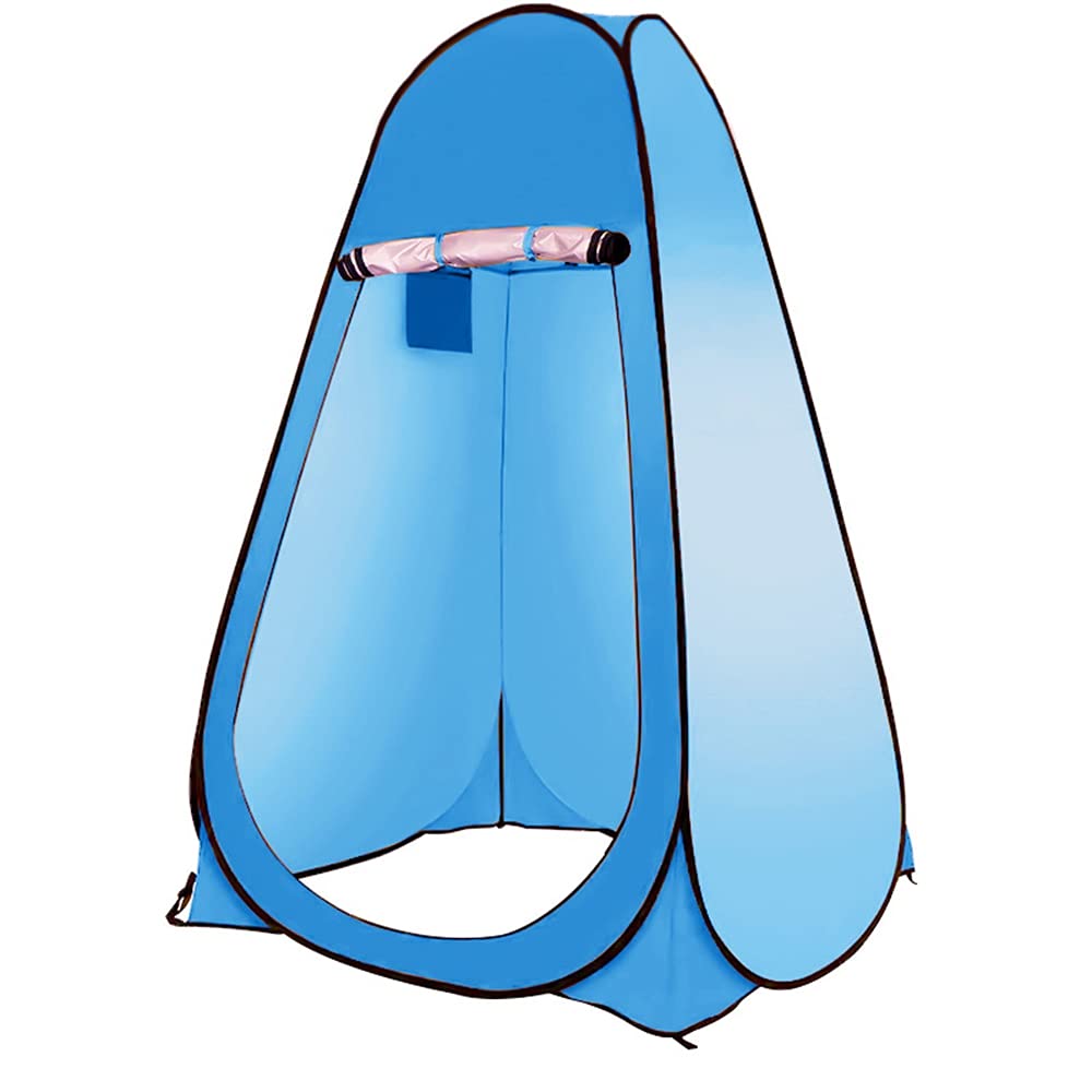 BE-STRONG Double Portable Camping Toilet & Shower Tent - Pop Up Privacy Changing Room with Carrying Bag for Outdoor Bathing, Toilet & Dressing - Instant Setup for Camping, Hiking & Beach (Blue)