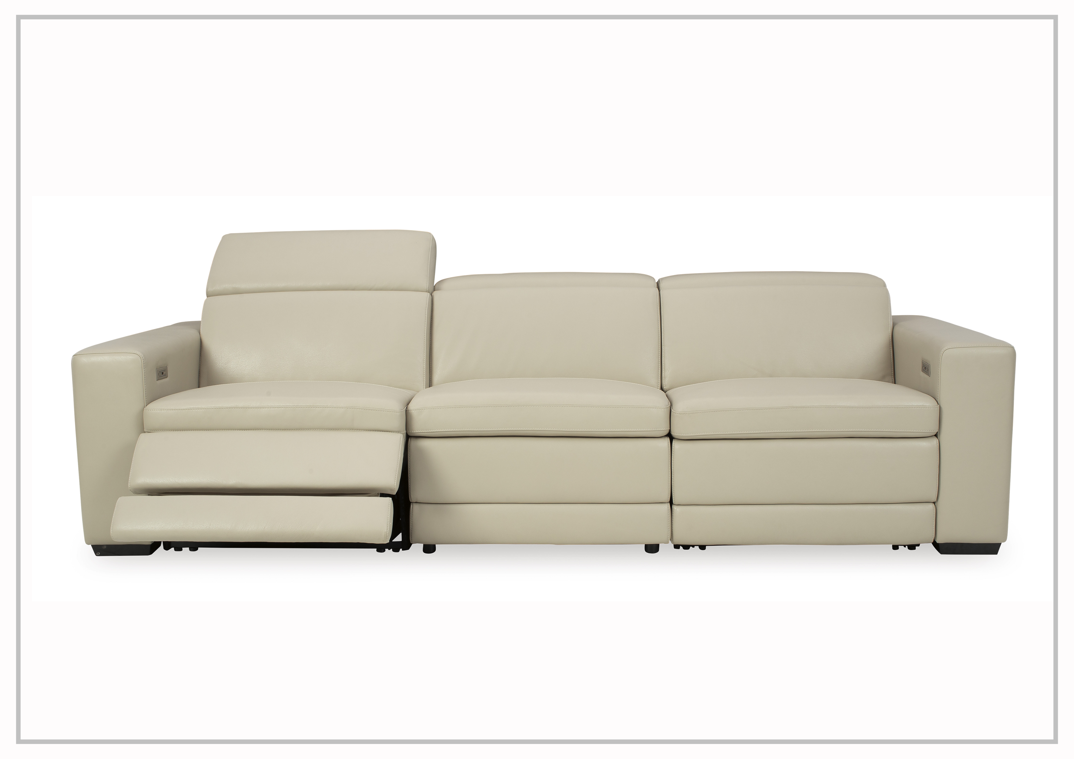 Gio Italia Titan 3-Seater Dual Power Reclining Leather Sofa - Modern Living Room Furniture for Home Theater & Relaxation
