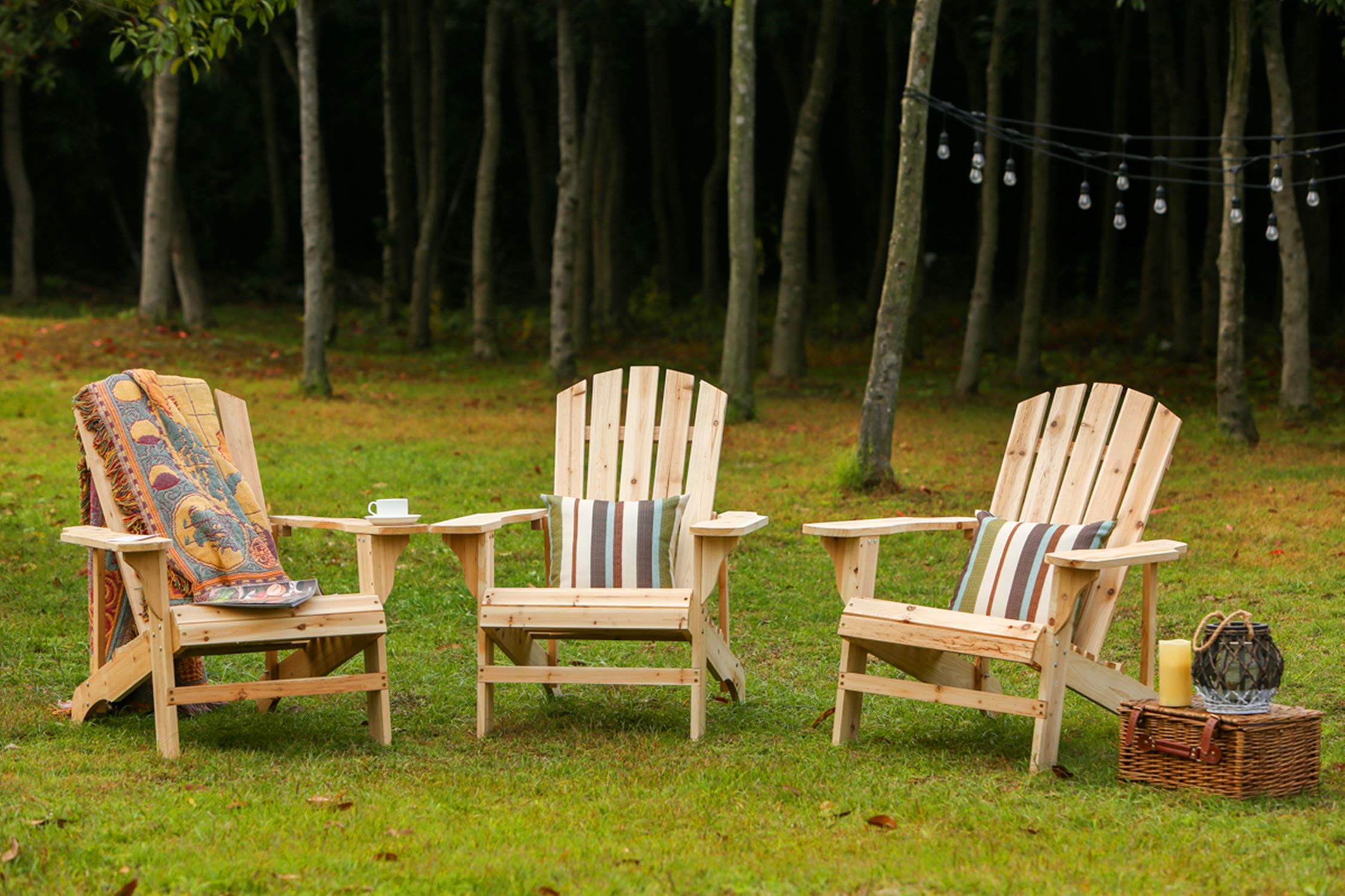 Premium 3-Piece Adirondack Chair Set - Solid Wood Patio Furniture for Deck, Porch, Garden & Backyard | Outdoor Relaxation & Entertaining