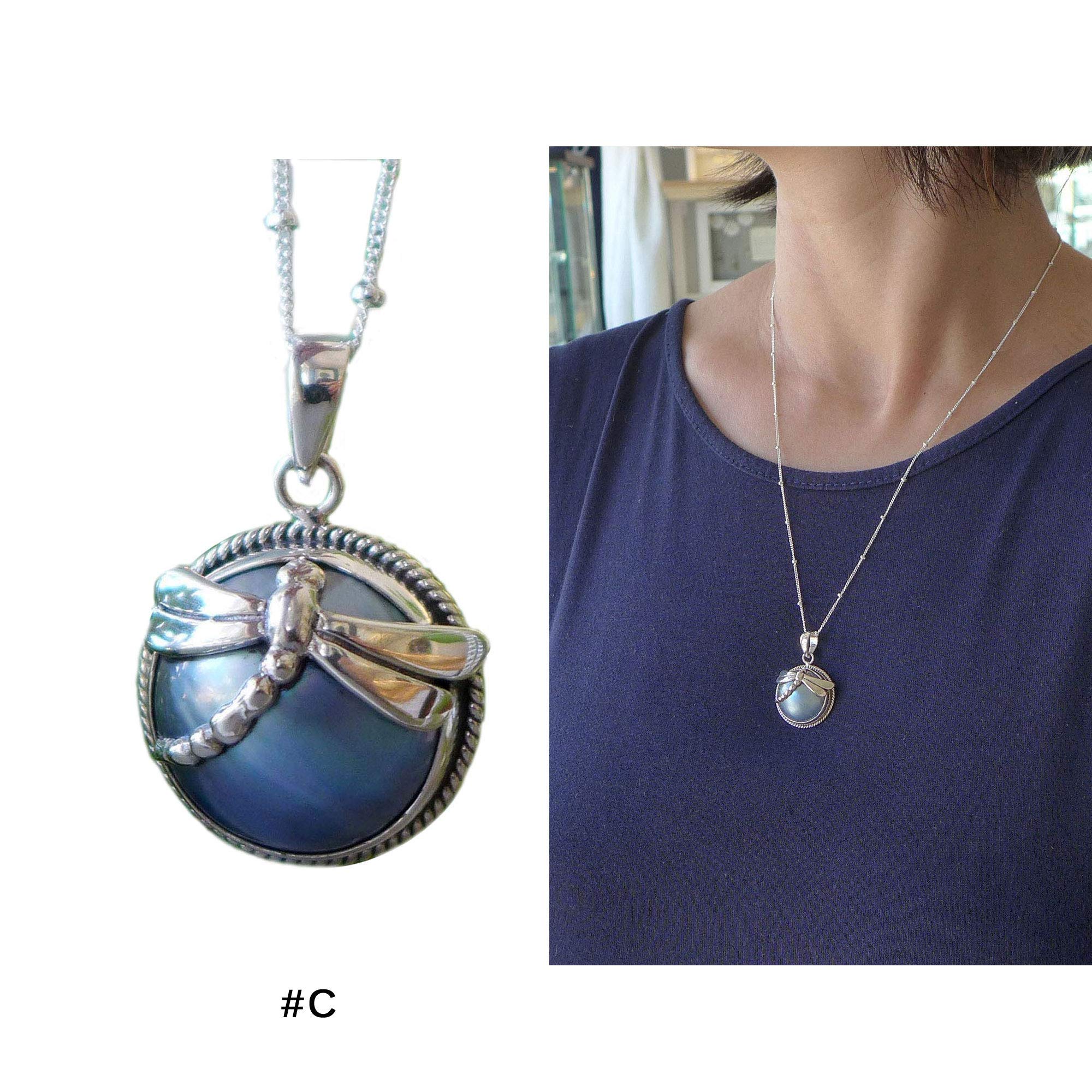 Elegant Purple Grey Mabe Pearl Sterling Silver Pendant Necklace - 20 Inch Bali Silver Jewelry for Women | Perfect for Weddings, Parties & Special Occasions