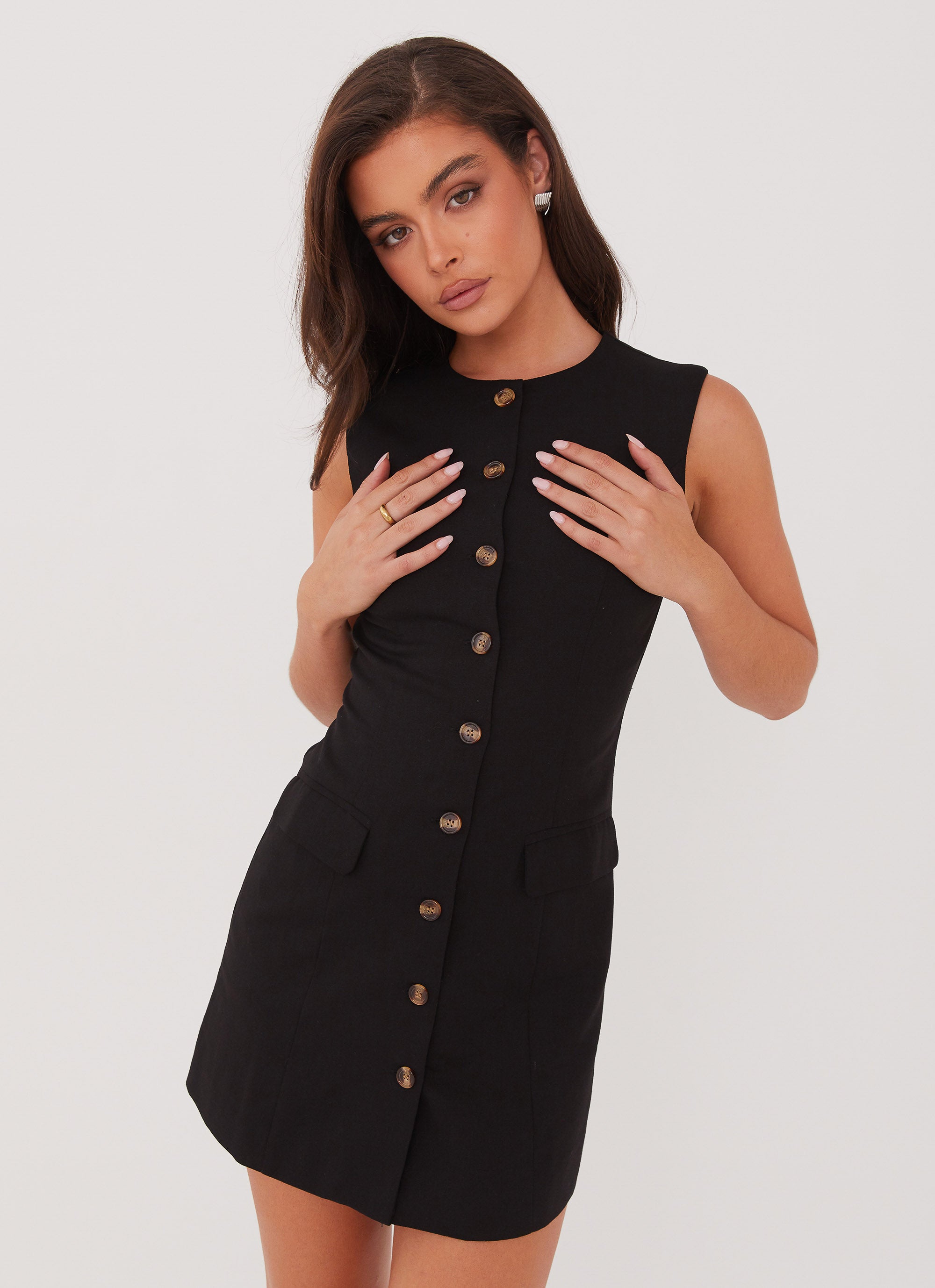 Castello Fiore Linen Mini Dress - Black | Summer Casual Short Sleeve A-Line Dress for Women | Perfect for Beach Vacations, Date Nights & Brunch Outings