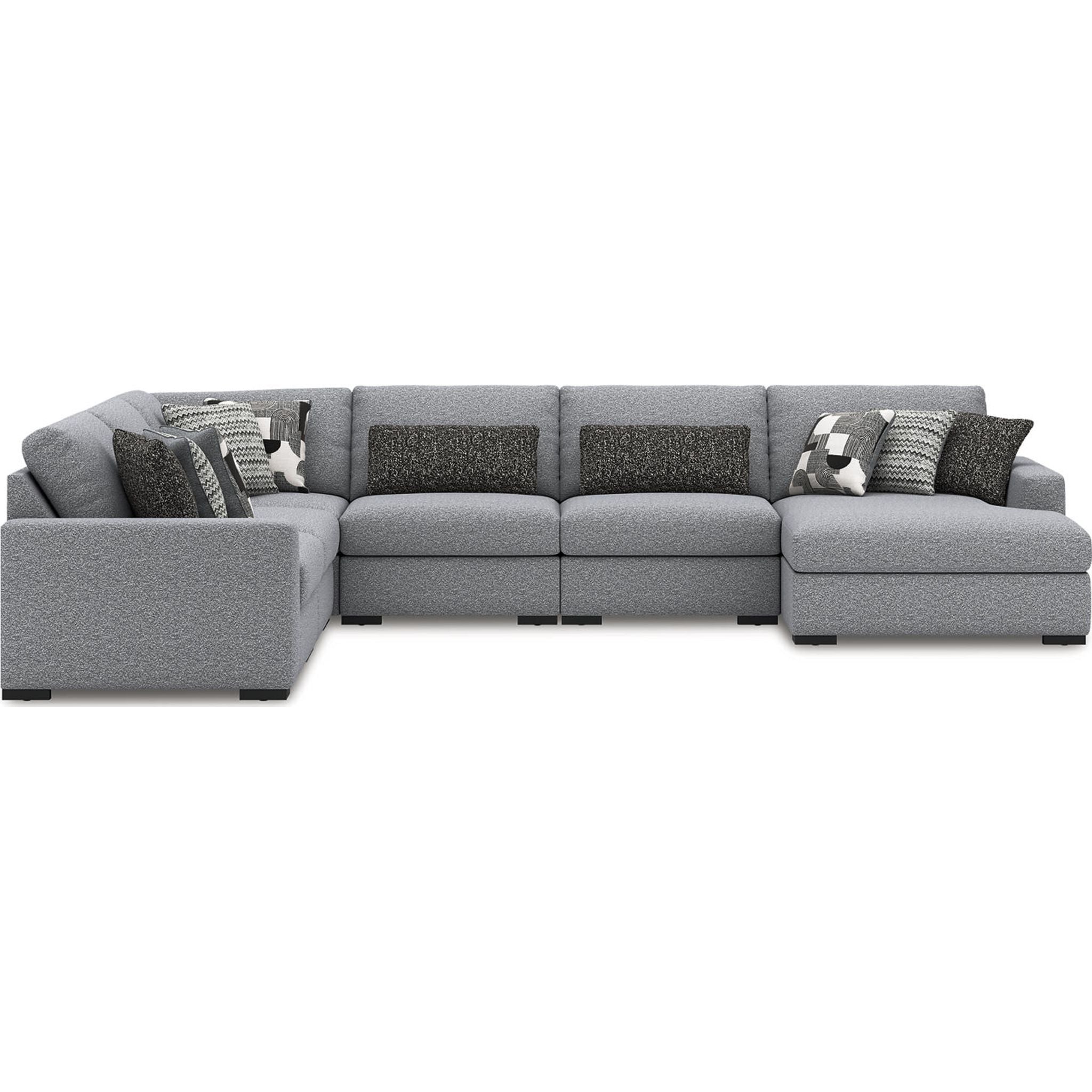 Bealton 6-Piece Sectional Sofa with Chaise Lounge - Modern L-Shaped Couch in Salt & Pepper Fabric - Perfect for Living Room, Family Room & Home Theater Seating