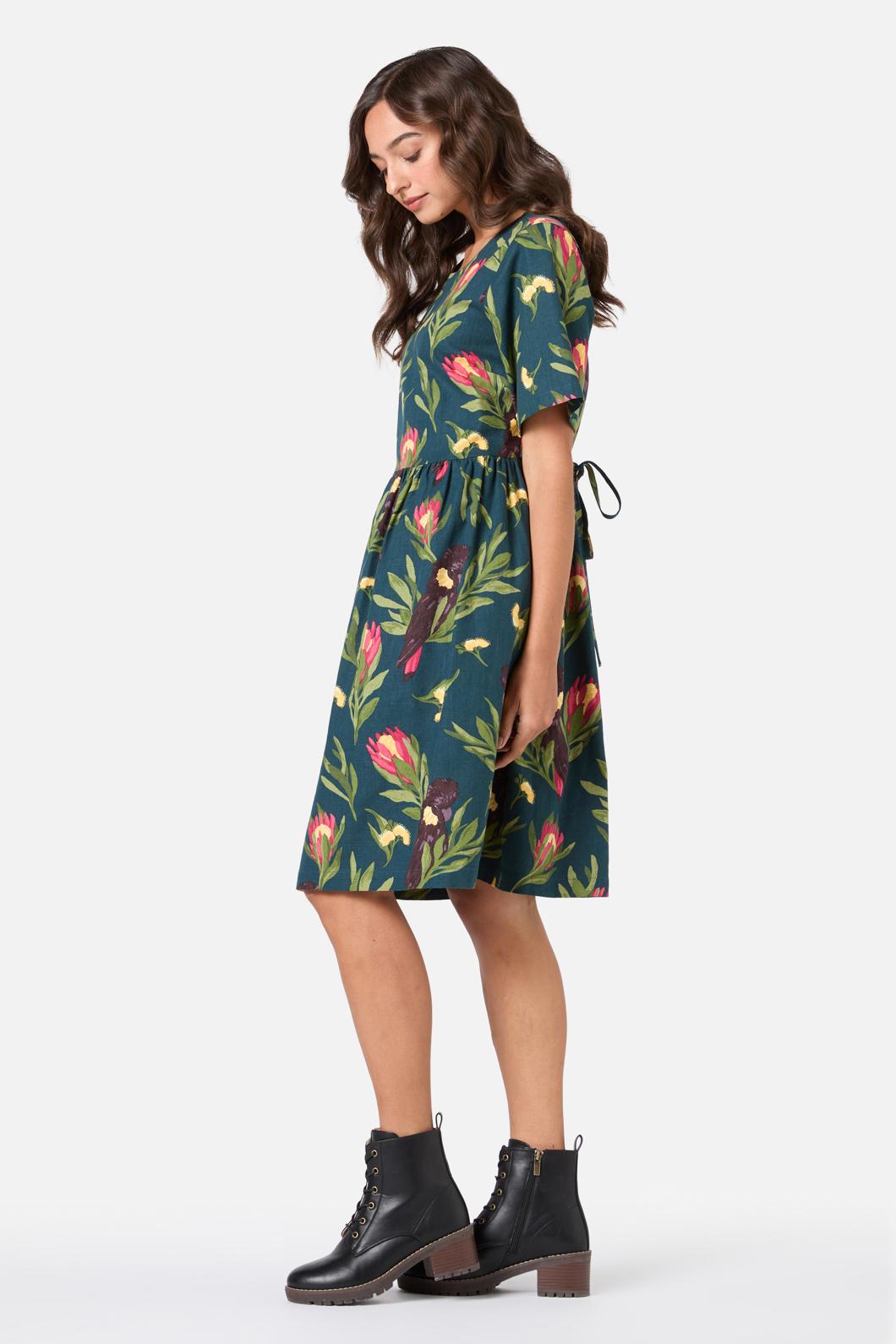 Cockatoo Smock Dress for Women - Flowy Boho Chic Summer Dress with Pockets | Perfect for Beach, Vacation & Casual Outings