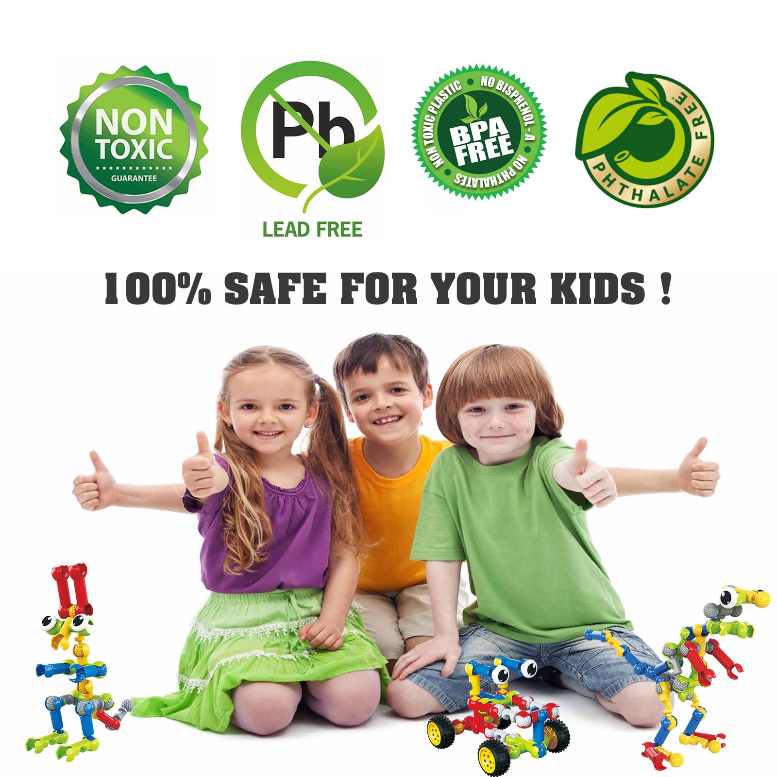 109-Piece STEM Building Blocks for Kids Ages 3-12 | Creative Educational Construction Toys for Boys & Girls | Perfect Christmas & Birthday Gifts | Classroom Learning & Home Play Activities