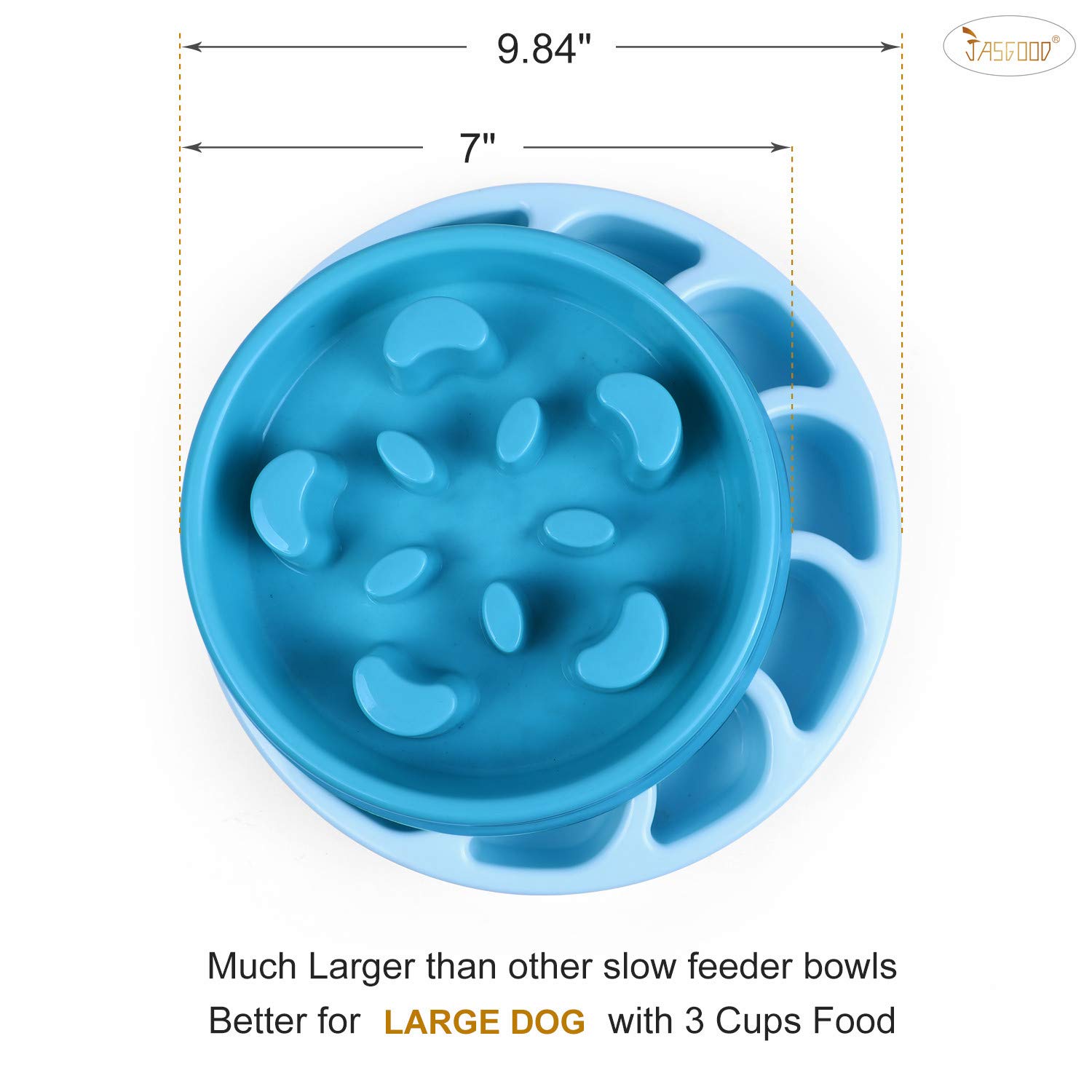 JASGOOD Slow Feeder Dog Bowl for Large Dogs - Anti-Gulping Pet Food Dish to Prevent Bloat & Aid Digestion - Perfect for Fast Eaters, Mealtime Enrichment, and Portion Control