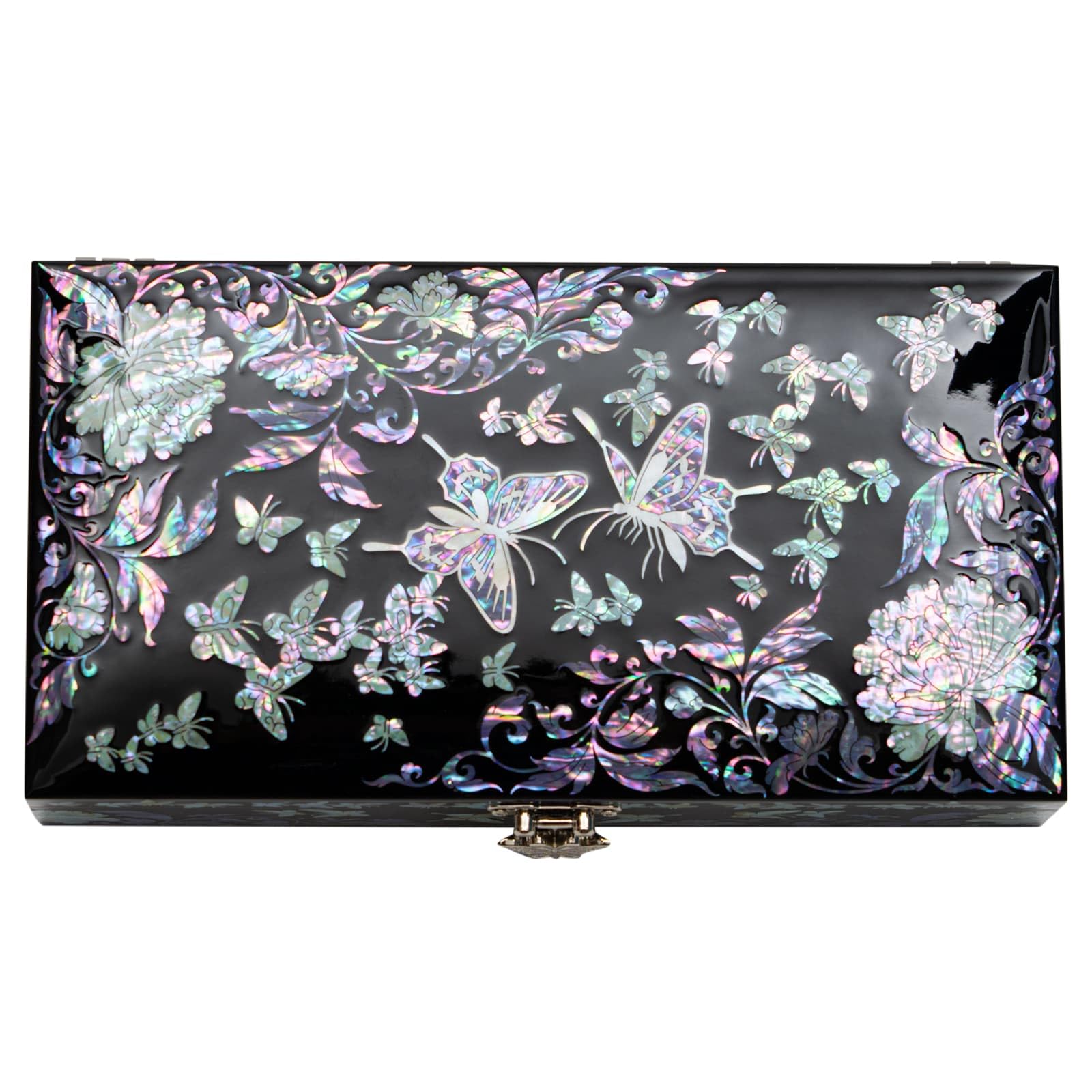 February Mountain Butterfly Pearl Jewelry Box with Removable Ring Tray - Elegant Gift for Women, Birthday, Anniversary & Valentine's Day | Perfect for Jewelry Storage & Display on Dresser or Vanity