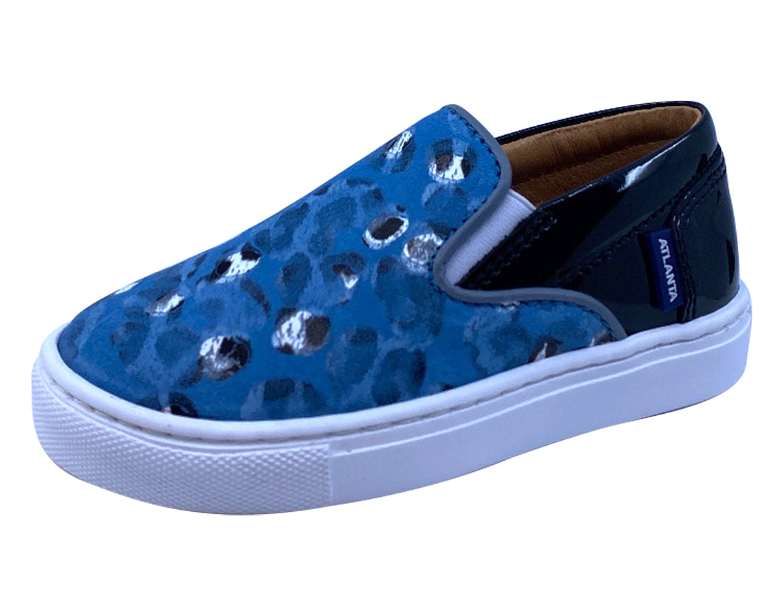 **Atlanta Moccasin Slip-On Sneakers for Girls & Boys – Blue Print Casual Shoes for School, Play & Everyday Comfort**