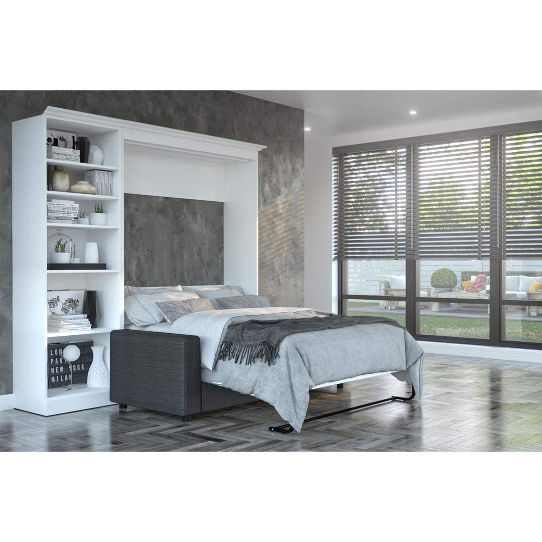 Bestar Versatile Full Murphy Bed with Sofa & Closet Organizer - White 91