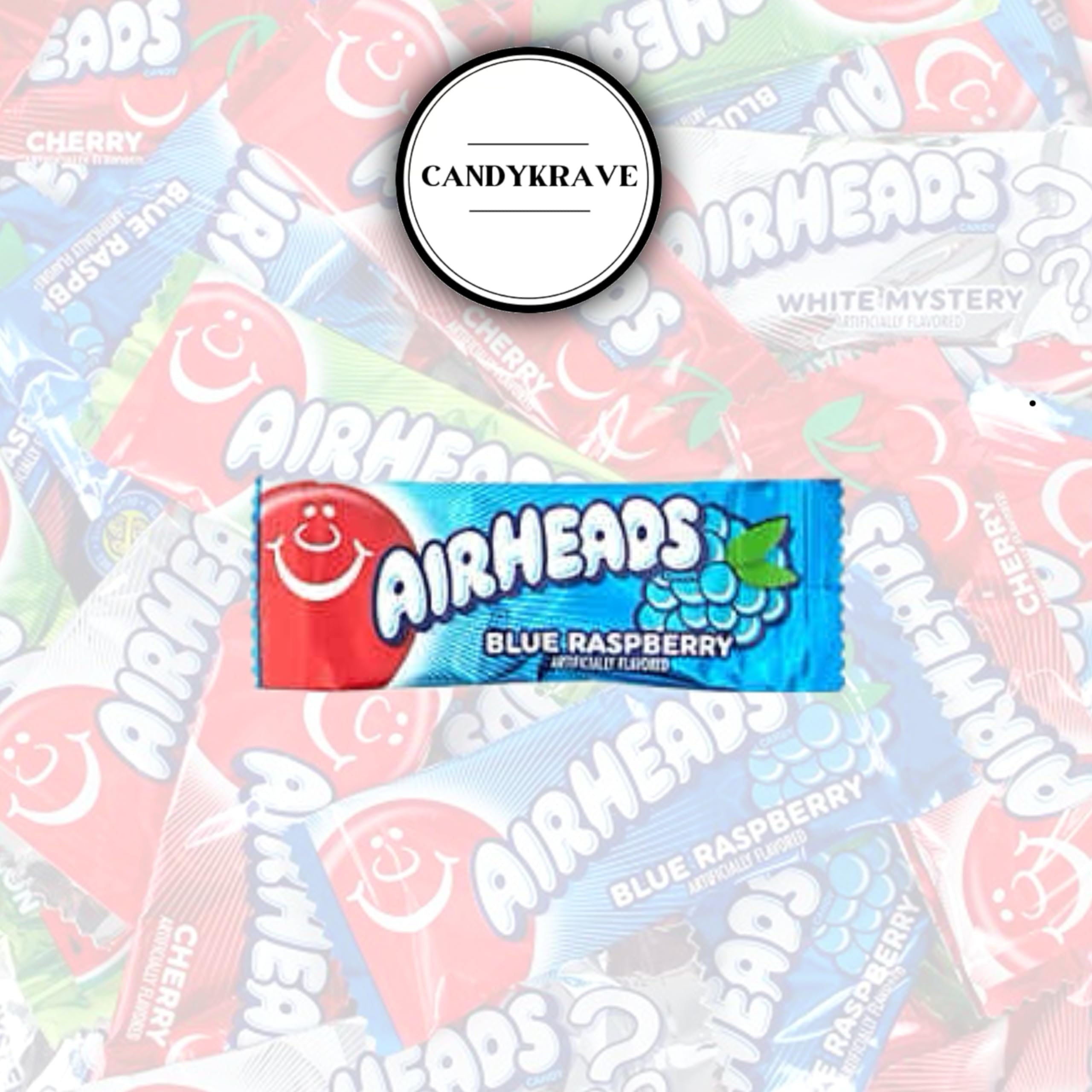 Airheads Blue Raspberry Mini Candy Bars - 80 Individually Wrapped Chewy Fruit Taffy (2 lbs Bulk Bag) | Gluten Free, Non-Melting | Perfect for Birthday Parties, Halloween Treats, Office Snacks & Pantry Storage