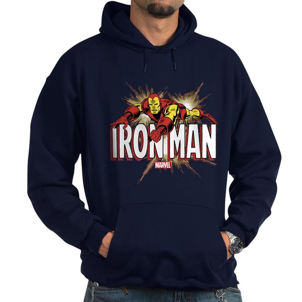 Iron Man Flying Graphic Hoodie - Dark Marvel Superhero Sweatshirt for Men & Women | Casual Wear, Cosplay, Gift for Fans