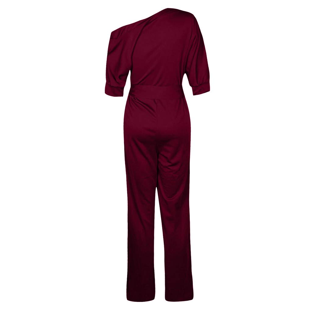 Elegant Women's Off-Shoulder Jumpsuit with Pockets - Sexy Wide Leg Romper, Short Sleeve Dressy Overalls for Summer Outings, Parties & Date Nights