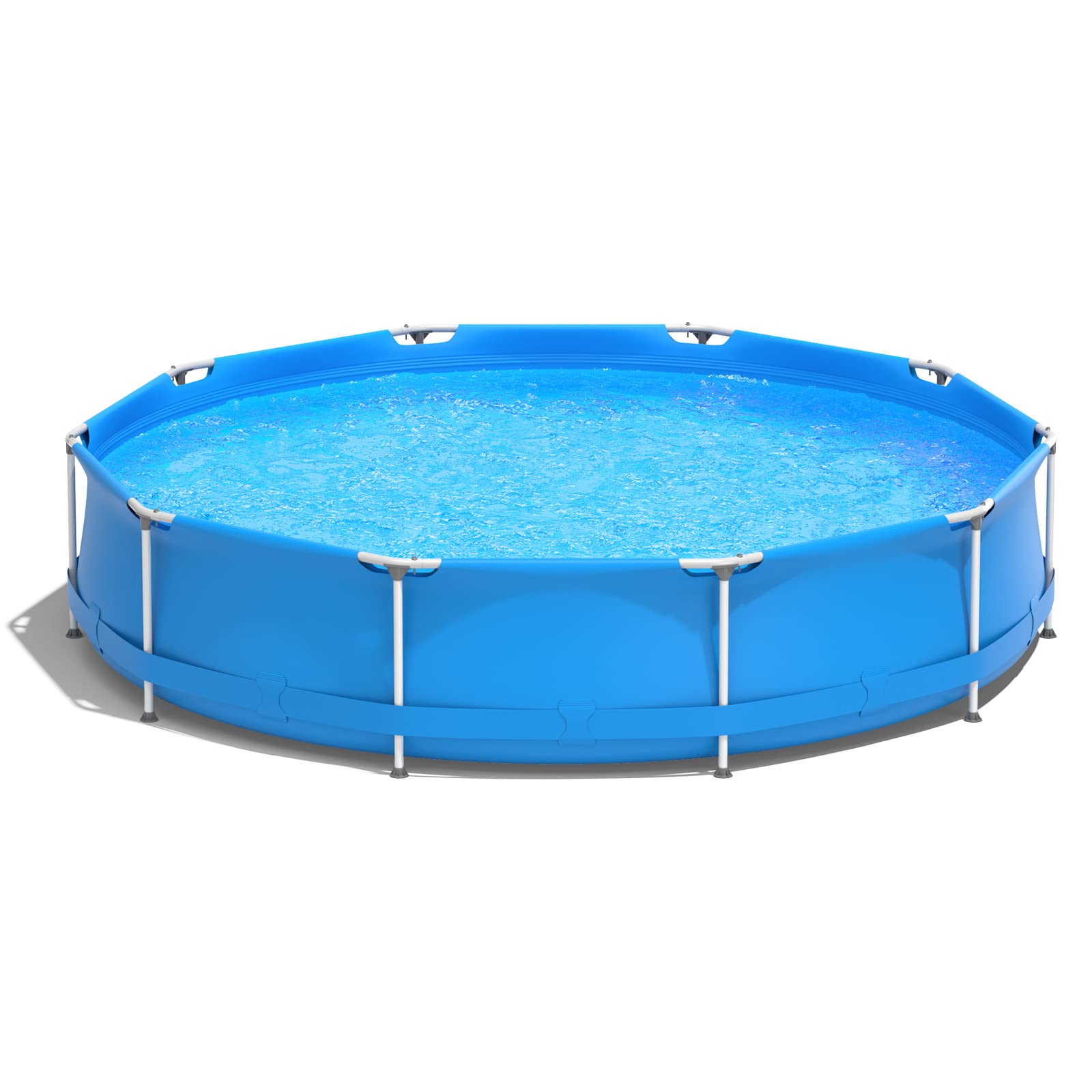 Goplus 12ft x 12ft x 30inch Above Ground Swimming Pool with Cover | Durable Steel Frame Outdoor Pool | Round Backyard, Garden & Patio Pool for Adults & Kids (Blue) | Perfect for Summer Parties, Family Fun & Outdoor Relaxation