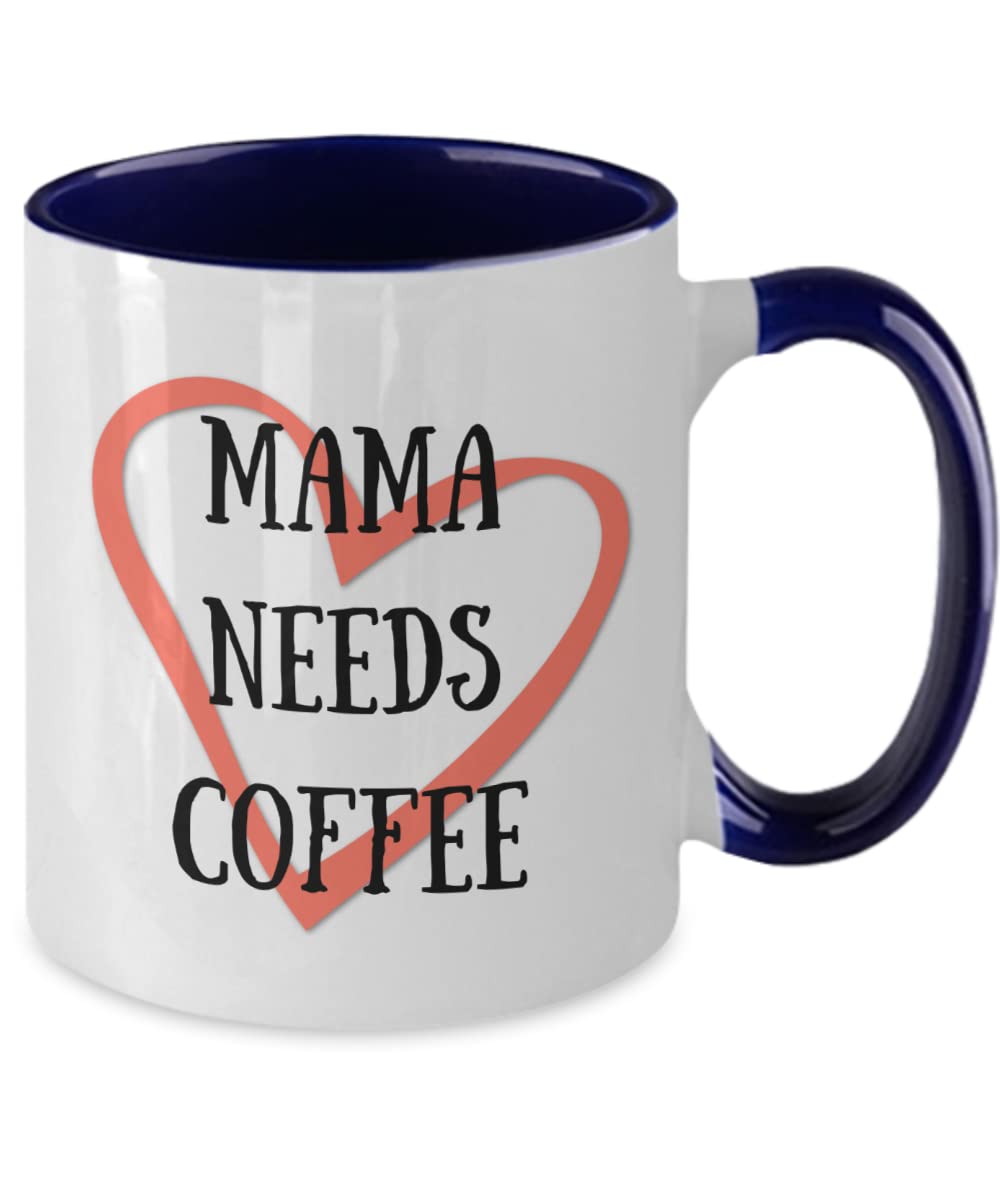 Funny Mama Needs Coffee Mug - Insulated Ceramic Coffee Cup with Handle - Perfect for Moms, Mother's Day Gifts & Everyday Use at Home or Office
