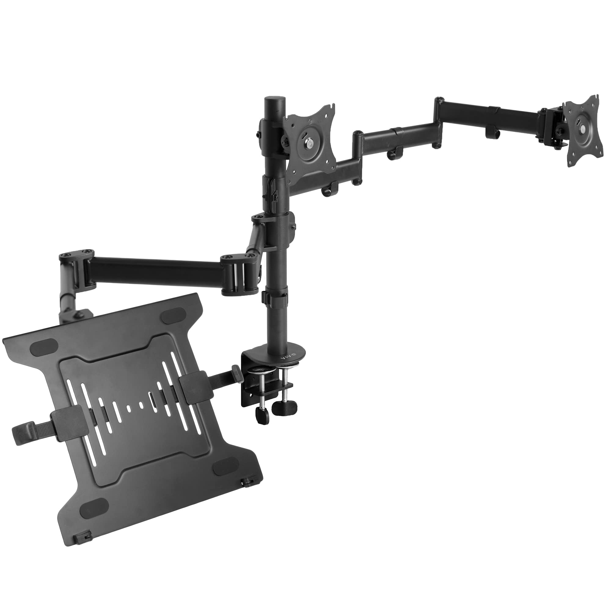 VIVO Dual Monitor and Laptop Mount Stand for 13-27 inch Screens & 10-15.6 inch Laptops | Adjustable Articulating Arms | Triple Screen Setup | Black (STAND-V013L) | Perfect for Home Office, Gaming, and Workspace Productivity