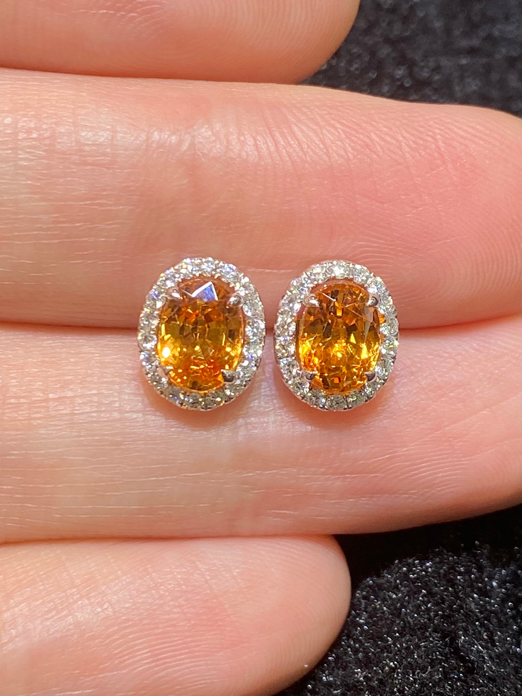 Natural Mandarin Orange Garnet 2.85ct Stud Earrings - Genuine Gemstone Jewelry for Women, Gift for Her, Perfect for Weddings & Special Occasions