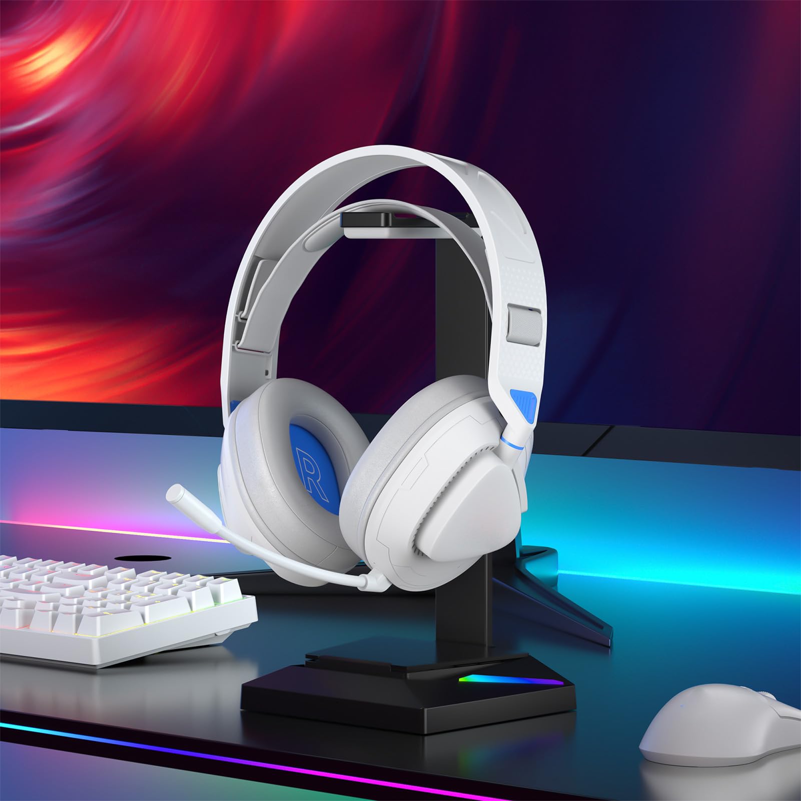 GOWENIC Wireless Bluetooth Gaming Headset with Noise Cancelling Mic - Foldable Over-Ear Headphones with Soft Memory Foam for PS5, PS4, Xbox One, PC & Laptop - Immersive Surround Sound for Gaming, Streaming & Online Meetings