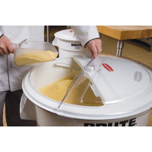 Rubbermaid White Prosave Sliding Lid with Scoop - Compatible with 2632 Brute Container | Food Storage & Kitchen Organization | Perfect for Bulk Ingredients, Pet Food & Pantry Storage