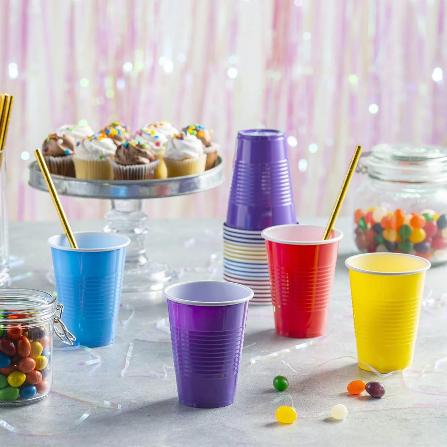 Amscan Big Party Pack - 50 Count 16-Ounce Plastic Cups in Vibrant Purple | Perfect for Birthday Parties, BBQs & Summer Celebrations