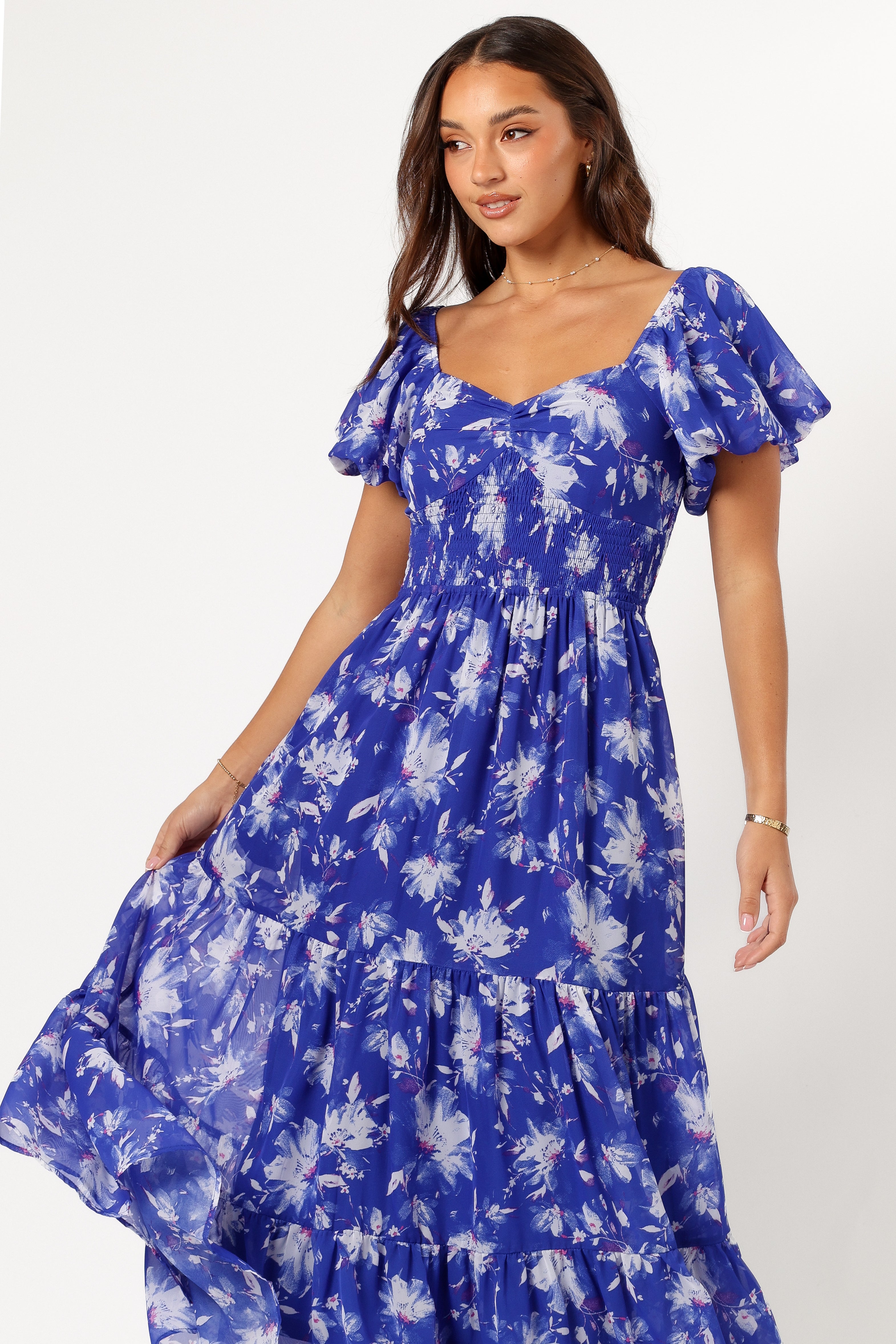 June Short Sleeve Maxi Dress - Bright Blue Summer Beach Dress for Women | Perfect for Vacation, Pool Party & Casual Outings