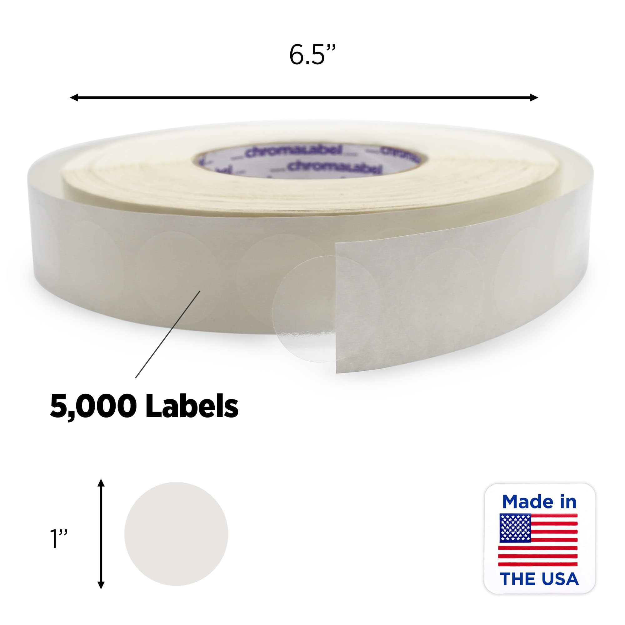 ChromaLabel 1 Inch Round Clear Stickers - 5000 Perforated Envelope Sealing Labels for Library, Mail & Documents | Self-Adhesive Waterproof Stickers for Mailing, Packaging & Organization