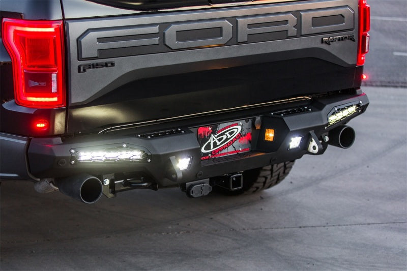 Addictive Desert Designs HoneyBadger Rear Bumper for 2017-2018 Ford F-150 Raptor with 10-inch SR LED Mounts | Heavy-Duty Off-Road Protection & Style Upgrade for Truck Enthusiasts