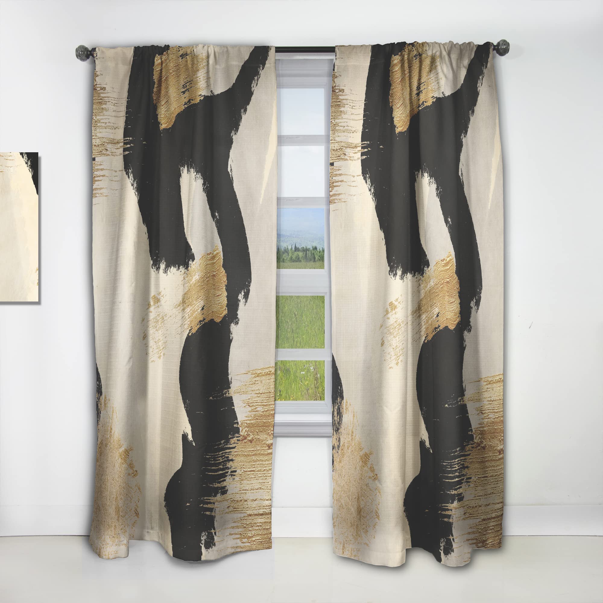 DesignQ 'Glam Collage II' Thermal Insulated Curtains - 52x90 Single Panel for Bedroom & Living Room - Blackout Drapes for Home Decor & Privacy
