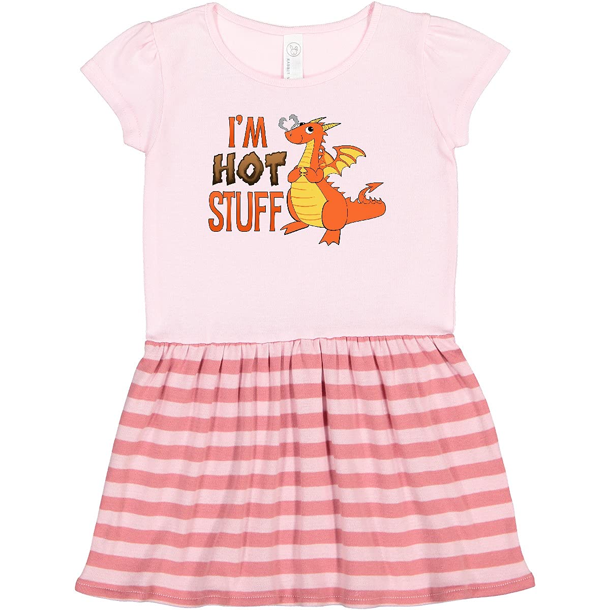 Inktastic 'I'm Hot Stuff' Cute Dragon Toddler Dress - Adorable Baby Girl Outfit for Birthday Parties, Family Photos & Casual Playtime