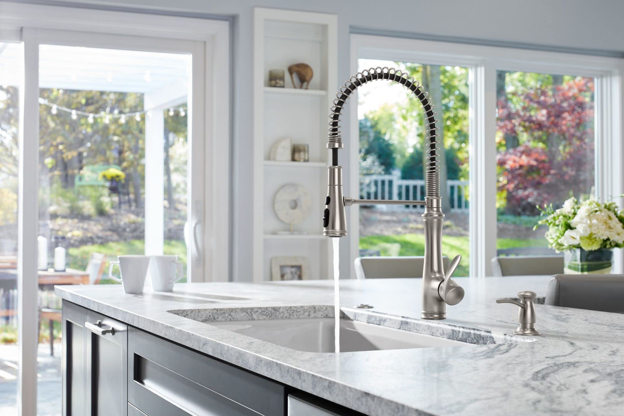KOHLER K-29106-CP Bellera Pull Down Sprayer Kitchen Sink Faucet - 3 Function Spray Head, Polished Chrome Finish for Modern Kitchens | Perfect for Washing Dishes, Filling Pots & Cleaning Produce